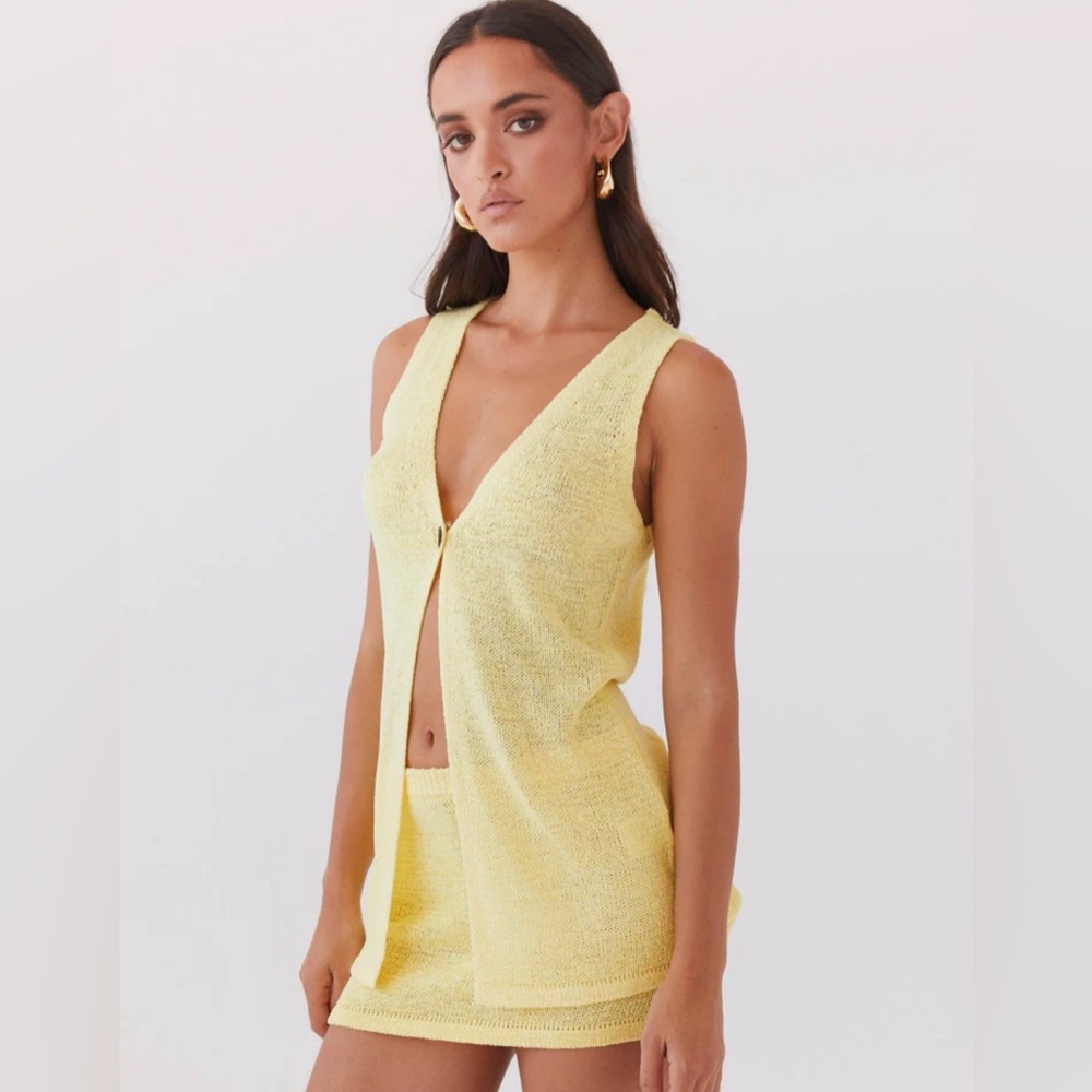 Peppermayo Women’s Capri Glow Knit Crochet Mini Skirt Shorts Skort Yellow Small